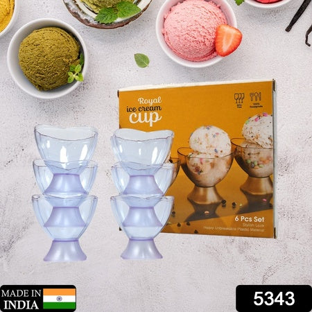 5343 New Modern Style Dessert Ice Cream Bowl Plastic 6pcs For Home Office Party Use
