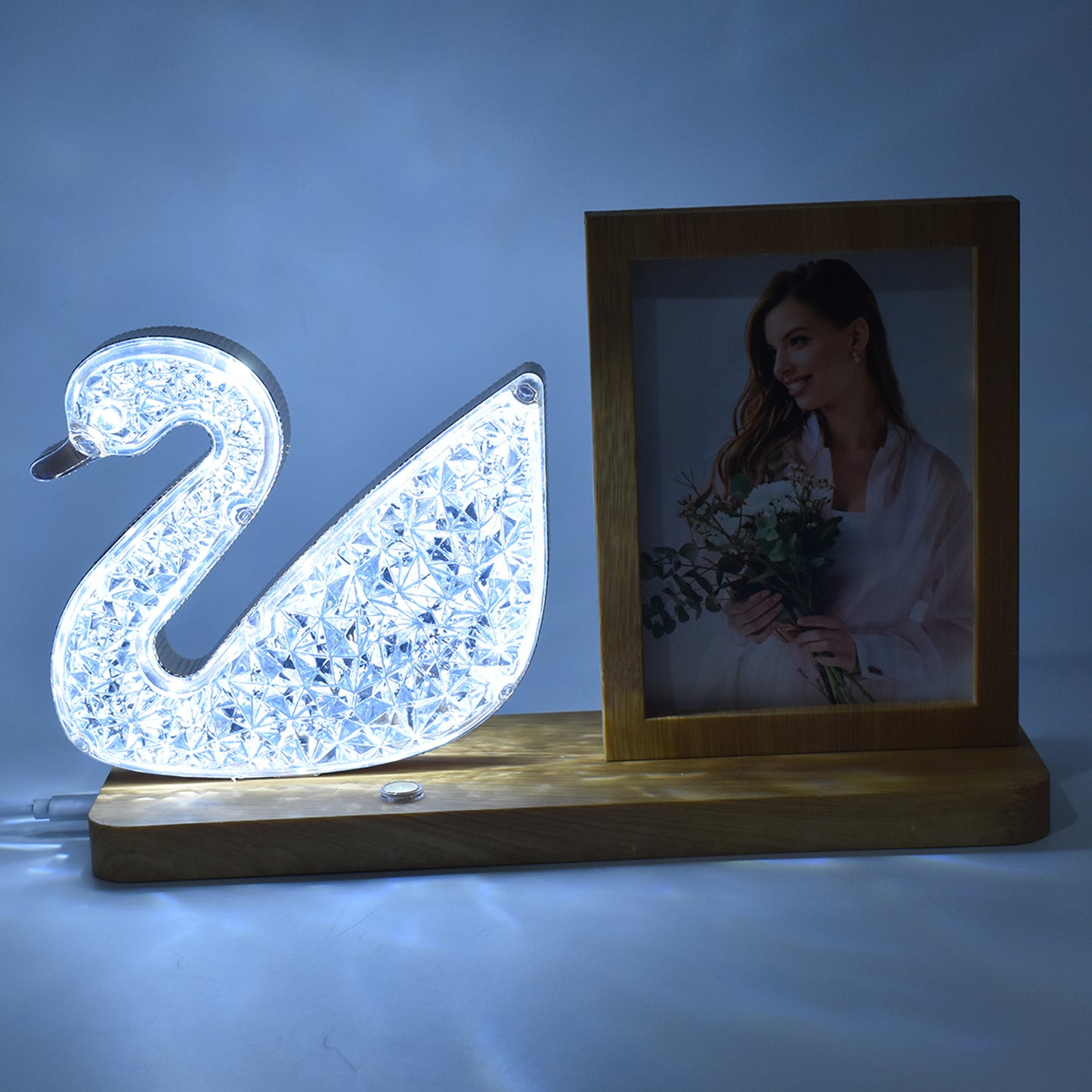 Duck Shape Cystal Led Lamp Photo Frame Night Lamp Wedding Gift Love Couple