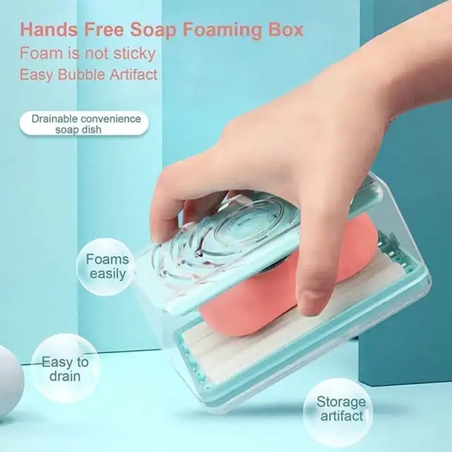 6296 2-in-1 Portable Soap Dish Soap Dispenser With Roller And Drain Holes Multifunctional Soap Holder Foaming Soap Bar Box For Home Kitchen Bathroom