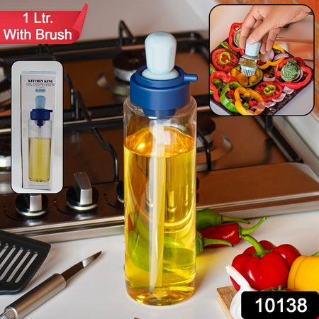 2 In 1 Transparent Oilar Dispenser With Silicone Oil Dropper Nozzle (1 Pc With Brush 1 Ltr.)