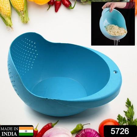 5726 Plastic Rice Bowl Food Strainer Thick Drain Basket For Rice Vegetable Fruit Strainer Colander Fruit Basket Pasta Strainer Washing Bowl (1 Pc )