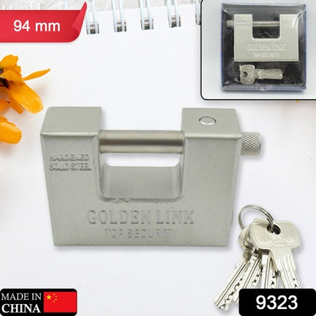 9323 Stainless Steel Padlock Rectangular Shape Hardened Steel High Resistance With 5 Keys Door Lock For Home Dormitory Waterproof Antirust Anti-theft Padlocks Outdoor Gate Shed Locks Warehouse Big Door Drawer Lock (94 Mm)
