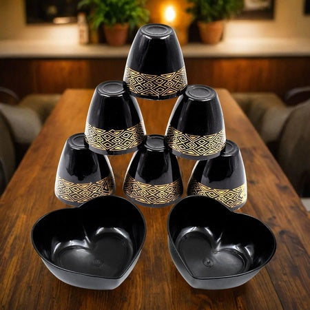 2 Bowl 6 Glass Snake Set ( 8 Pc Set )