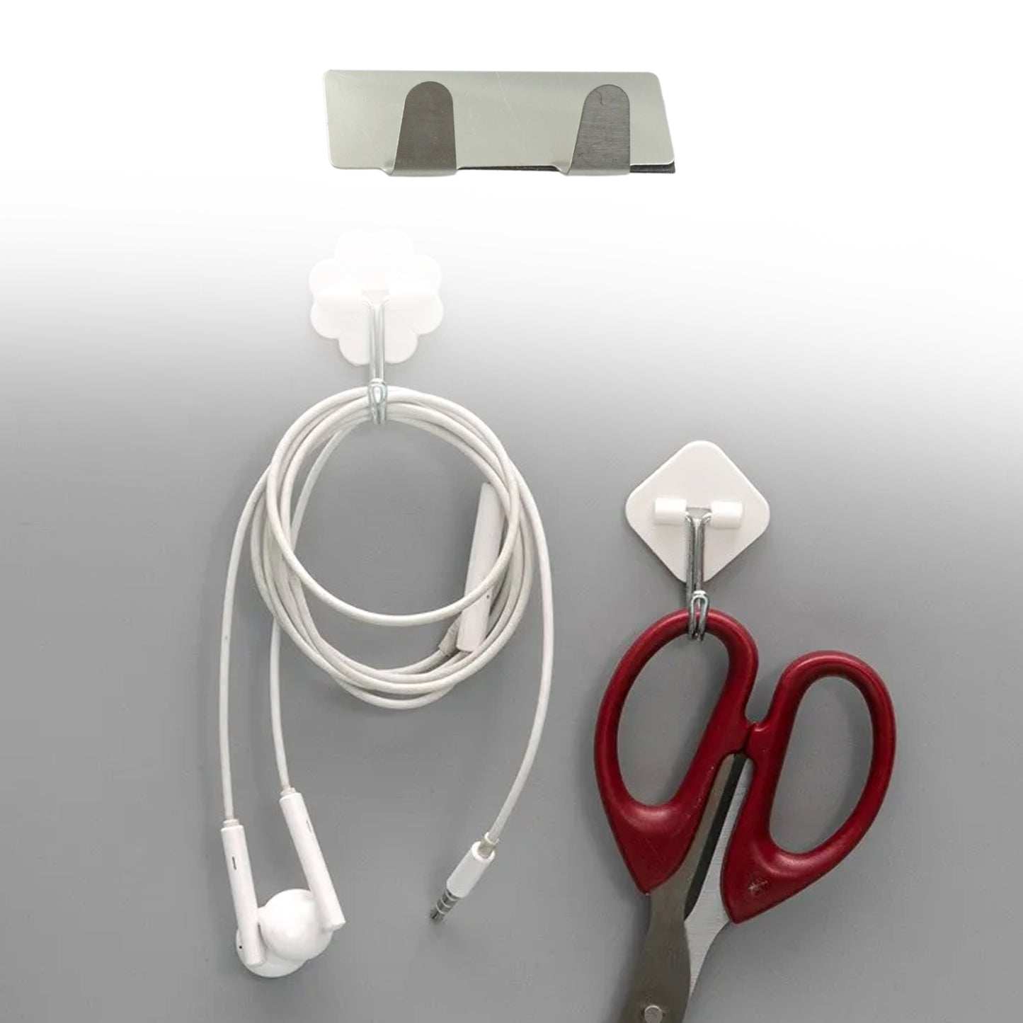 9414 Multipurpose Stainless Steel Self Adhesive Wall Hanging Hooks Sticker Hooksuitable For Wall Paper Calender Bathroom Tiles Kitchen Key Hange And Etc Double Hook (6 Pc Set)
