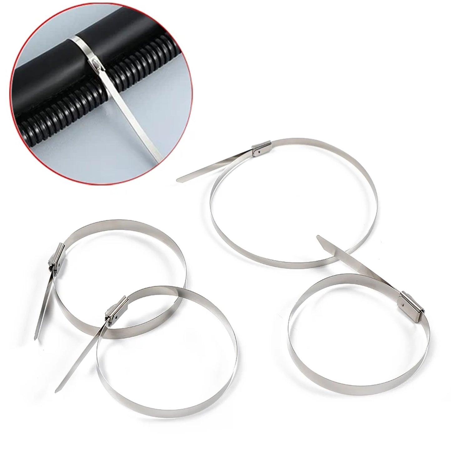 Stainless Steel Cable Tie Used For Solar Industrial And Home Improvement Multipurpose High Strength Self-locking Zip Ties Multi-purpose Tie Portable Rustproof 100pcs Wide Application Zip Tie Set For Building ( 4.6x200mm 4.6x100mm 100 Pcs Set)