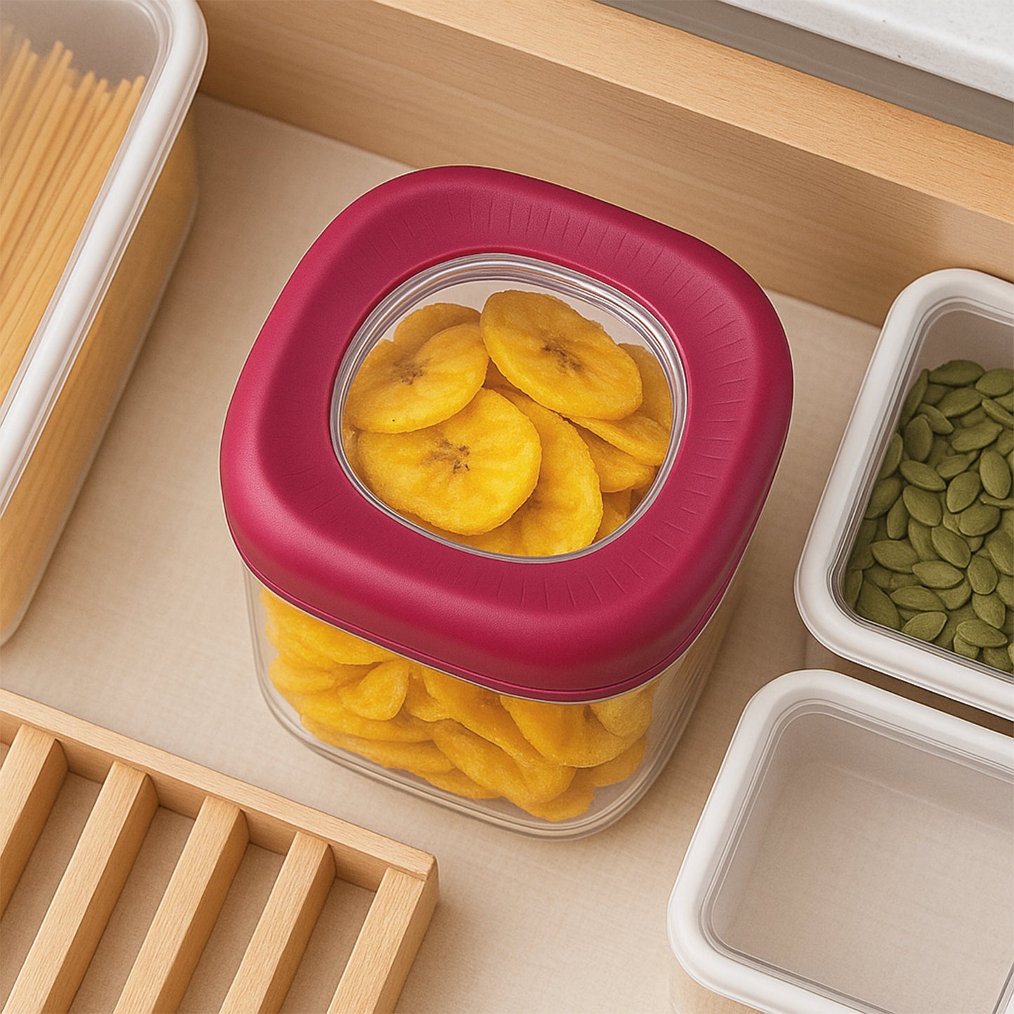 Transparent Twist Lock Kitchen Storage Container Set (Approx 800ml 2pc)