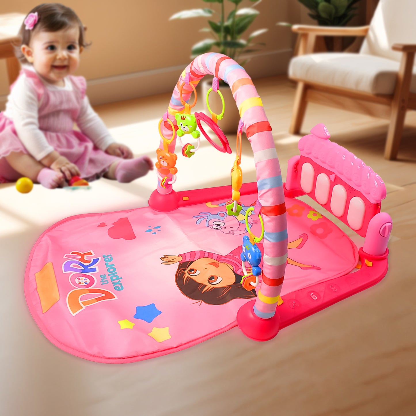 2in1 Baby Kick And Play Piano Gym Mat Fitness Rack (1 Set)