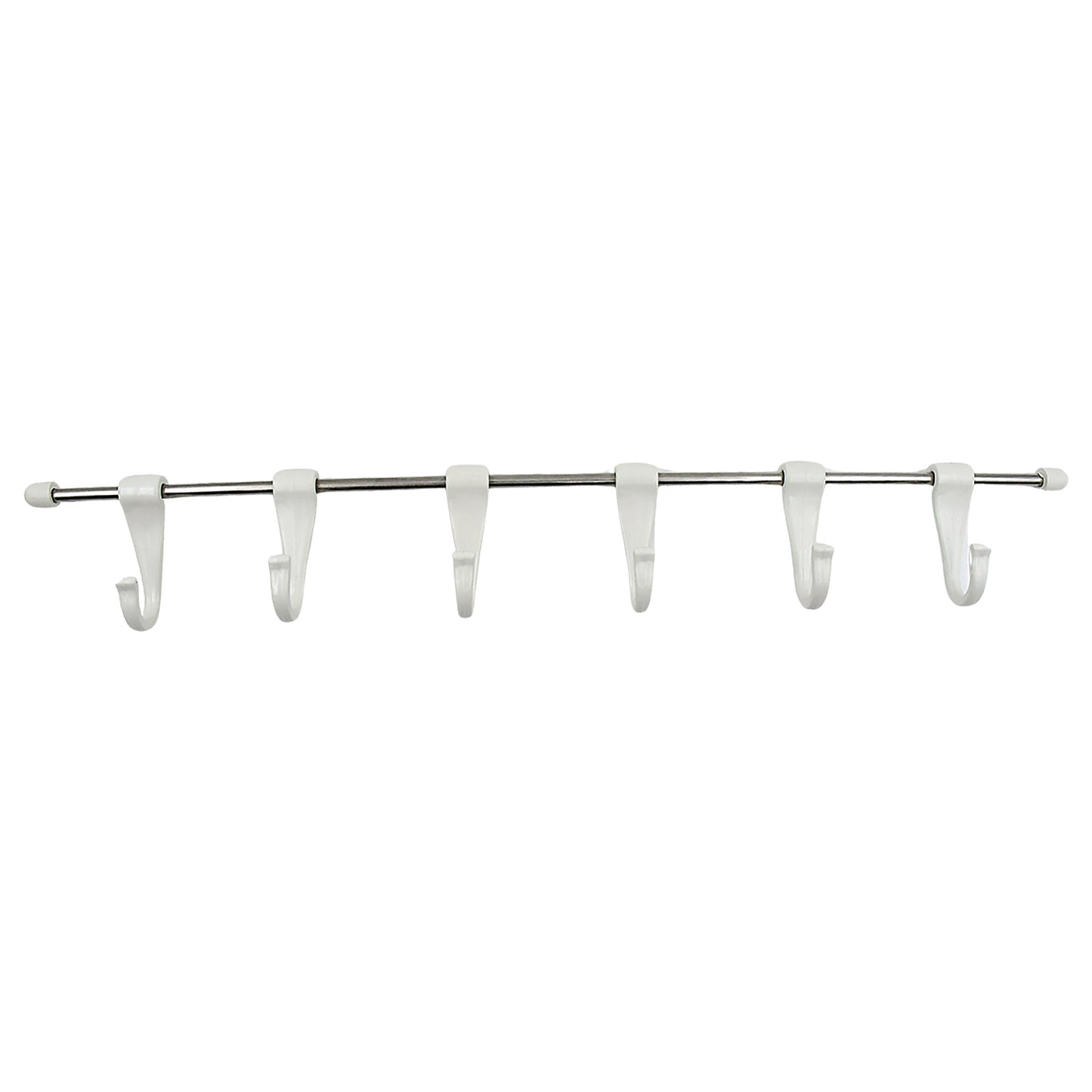 17968 Stainless Steel Utensil Hanger Rail Nail Free Wall Mount With 2 Magic Stickers 6 Plastic Hooks For Kitchen