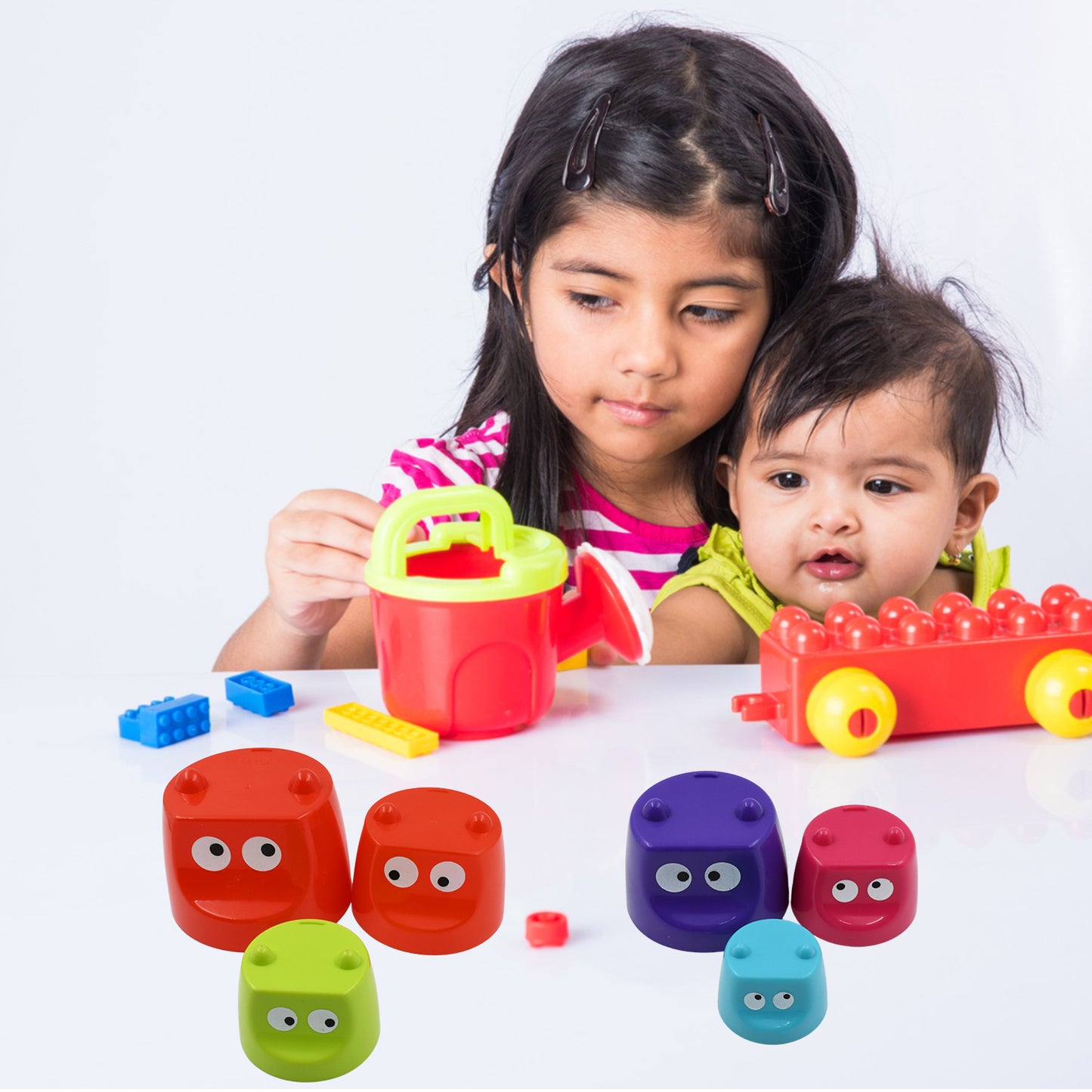 17996 Monster Cups - Activity Toy For Babies 5+ Months Plastic Multicolor Infant Preschool Toys Develops Motor Reasoning Skills Birthday Gifts For Boys Girls Age 5+ Months Kids (1 Set)