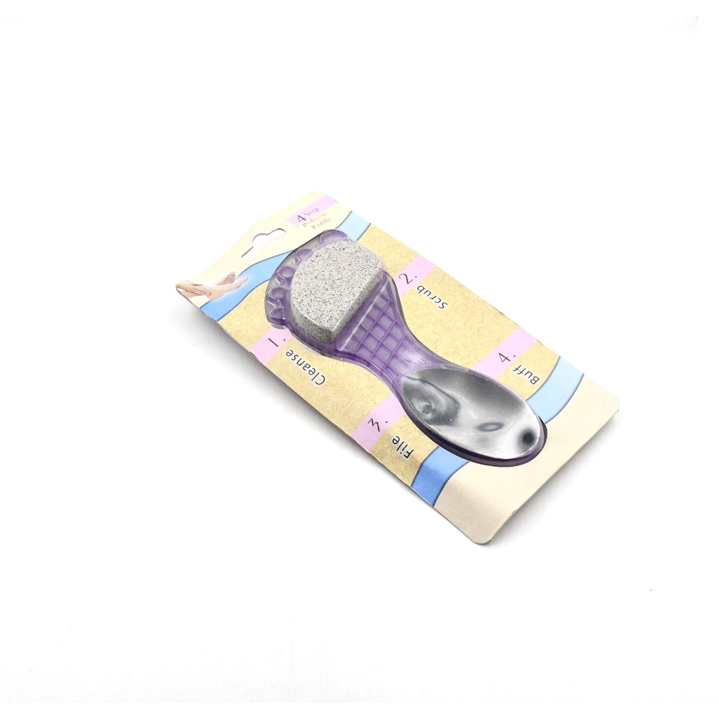 6993 4 In 1 Pedicure Tool For Rough Dry Feet Dual-sided With Pumice Stone Soft Brush Steel Scrubber Emery File Softens Hard Foot Corns Calluses Cleanses Smoothens Dull Feet