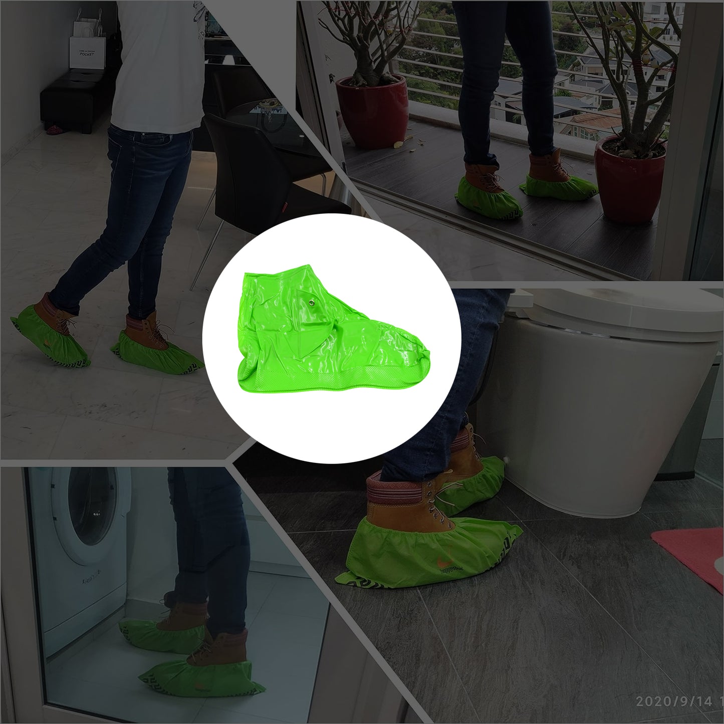 17962 Plastic Shoes Cover Reusable Anti-slip Boots Zippered Overshoes Covers Shoe Laces Waterproof Snow Rain Boots For Kids Adult Shoes For Rainy Season (1 Pair)