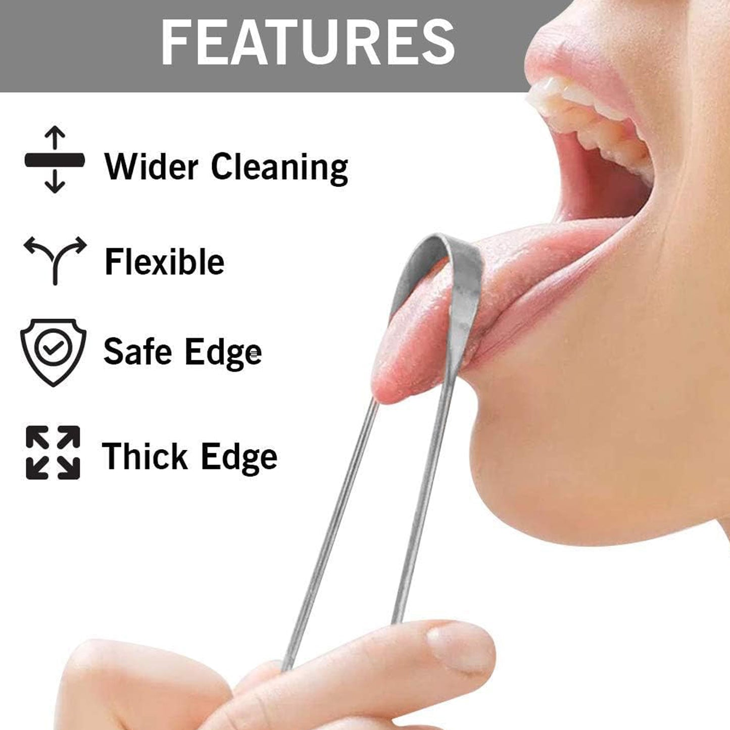 Tongue Cleaner For Kids Adults Tongue Scraper For Bad Breath Maintain Oral Hygiene For Daily Use For Fresh Breath Bacteria Removal Improved Taste (Steel Copper Tongue Cleaner 1 Pc)