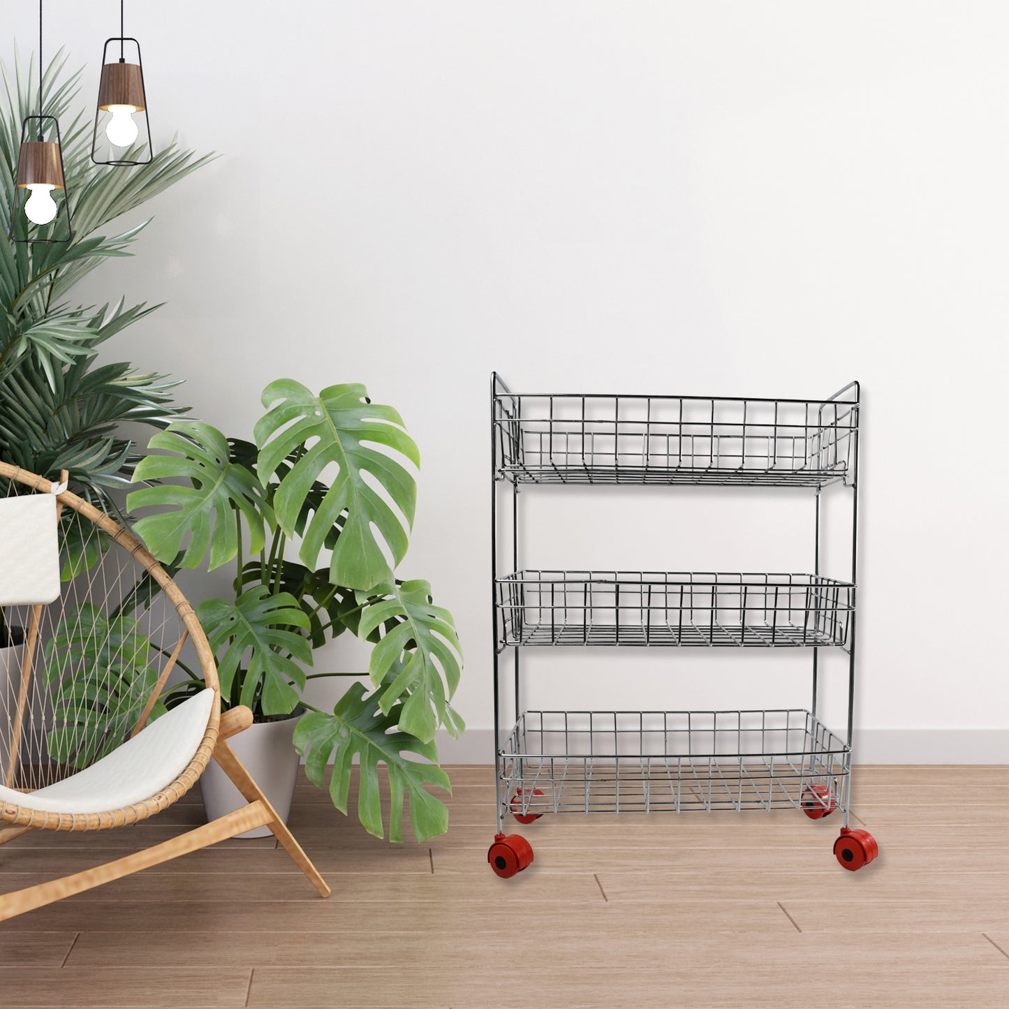 5360 Stainless Steel Fruit Vegetable Stand Kitchen Trolley 3 Tier Kitchen Trolley Fruit Basket Vegetable Stand For Storage Onion Potato Rack For Kitchen Vegetable Rack For Kitchen
