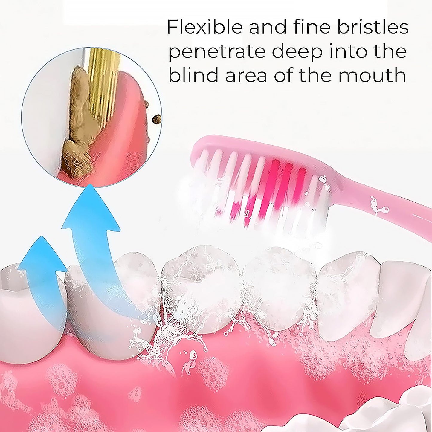 12814 2-in-1 Tooth Brush With Tongue Scraper Soft Bristle Long Handle (8pcs) Soft Toothbrush