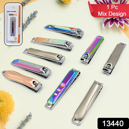 Stainless Steel Folding Portable Large Nail Clippers With Nail File (1 Pc Mix Design)