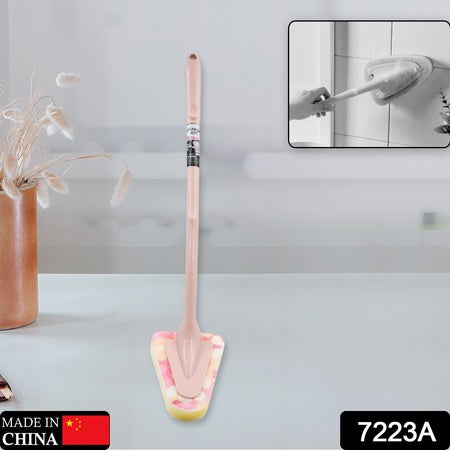 7223a Cleaning Supplies Kitchen Handle Universal Triangular Sponge Multifunctional Bathroom Brush Handle Kitchen Dining Bar