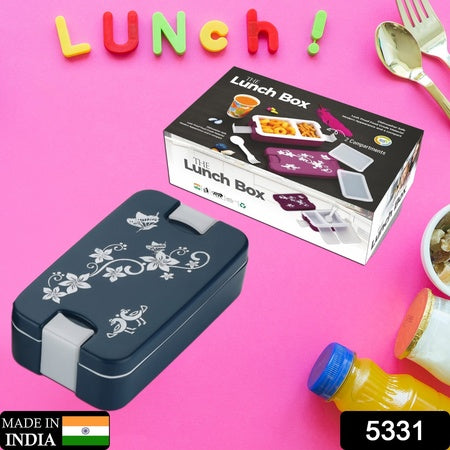5331 Airtight Lunch Box 2 Compartment Lunch Box Leak Proof Food Grade Material Lunch Box Modern Appearance Compact Lunch Box With Spoon
