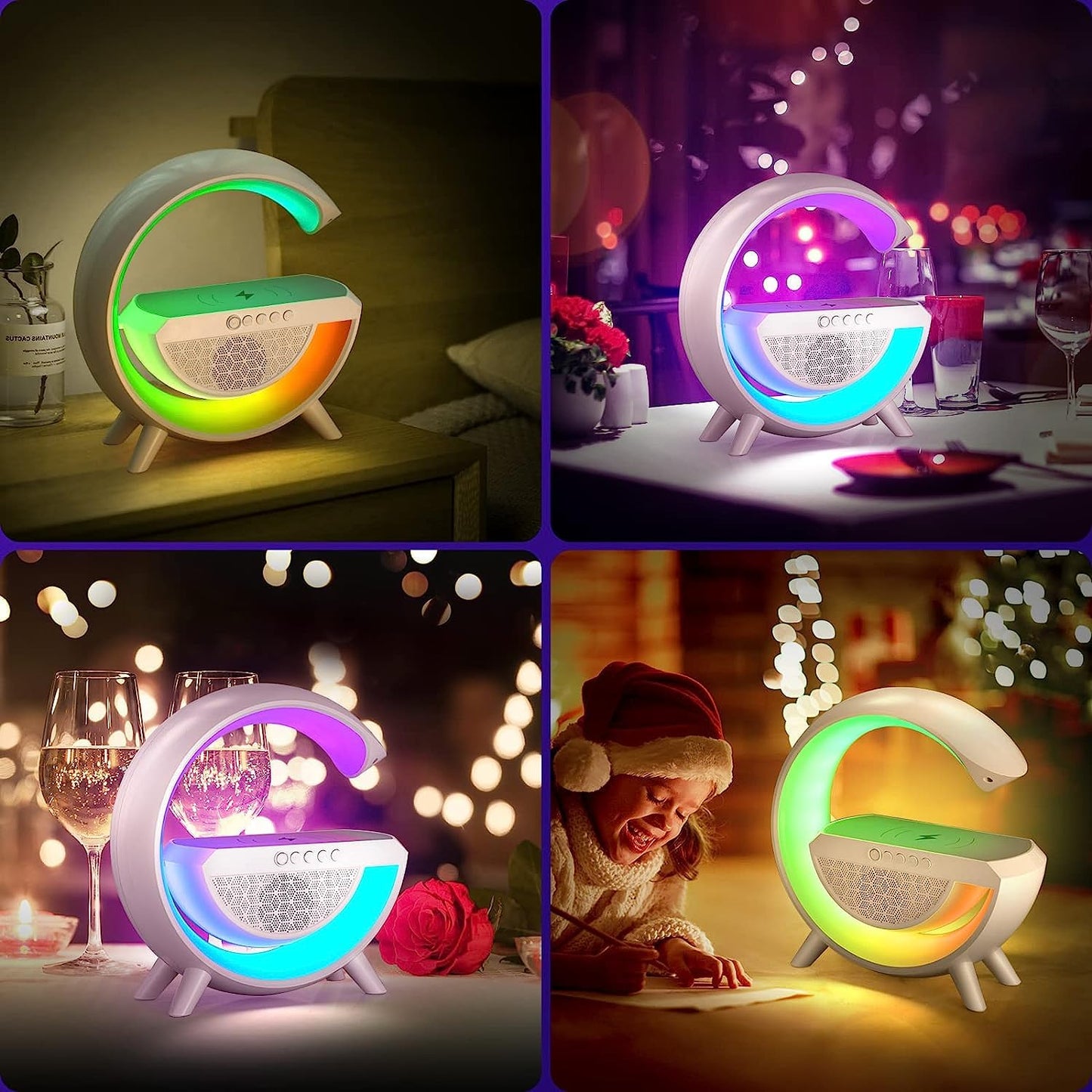 1393 3-in-1 Multi-function Led Night Lamp With Bluetooth Speaker Wireless Charging For Bedroom For Music Party And Mood Lighting - Perfect Gift For All Occasions