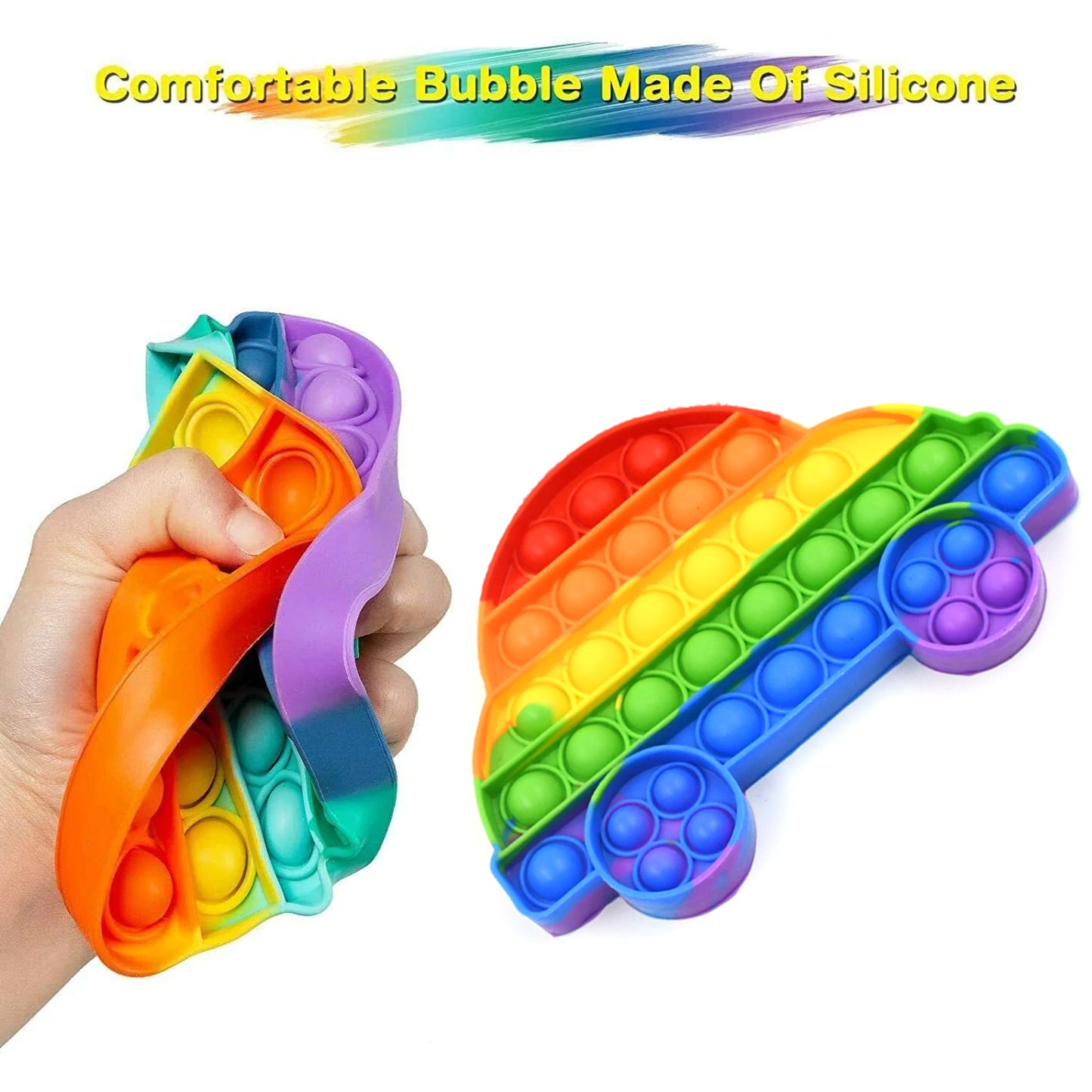 17652 Pop Fidget Toy Push Pop Bubble Fidget Sensory Toy For Kids And Adults Fidget Popper Stress Reliever Sensory Fidget Poppers (Butterfly Car Shape 1 Pc)