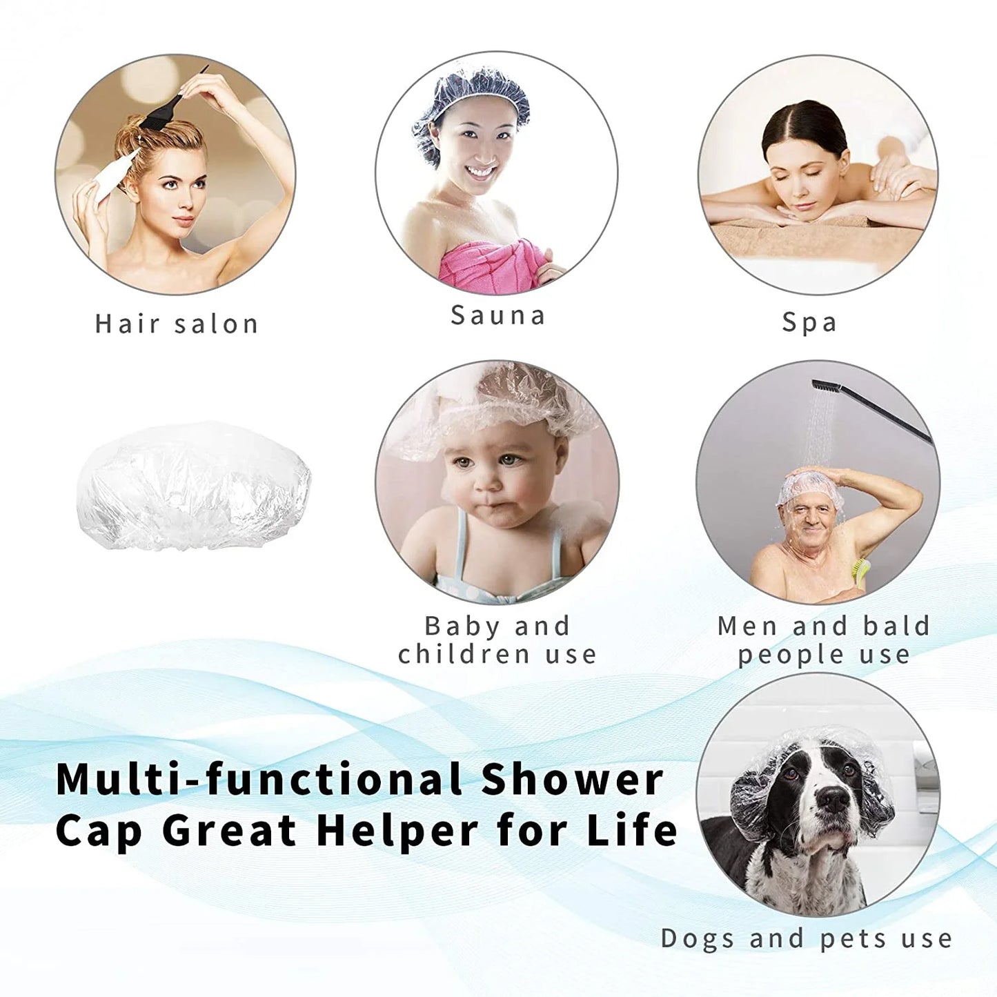 Disposable Shower Caps For Women Larger Thicker Waterproof And Individually Wrapped Plastic Elastic Hair Bath Caps For Hotel And Spa Hair Salon Home Use Portable Travel (1pc 10 Pc)
