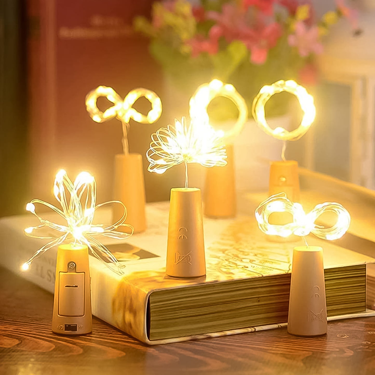 Wine Bottle Cork String Light Multi Led 2m Cable Length Copper Wire Battery Operated Warm White 1 Pc)