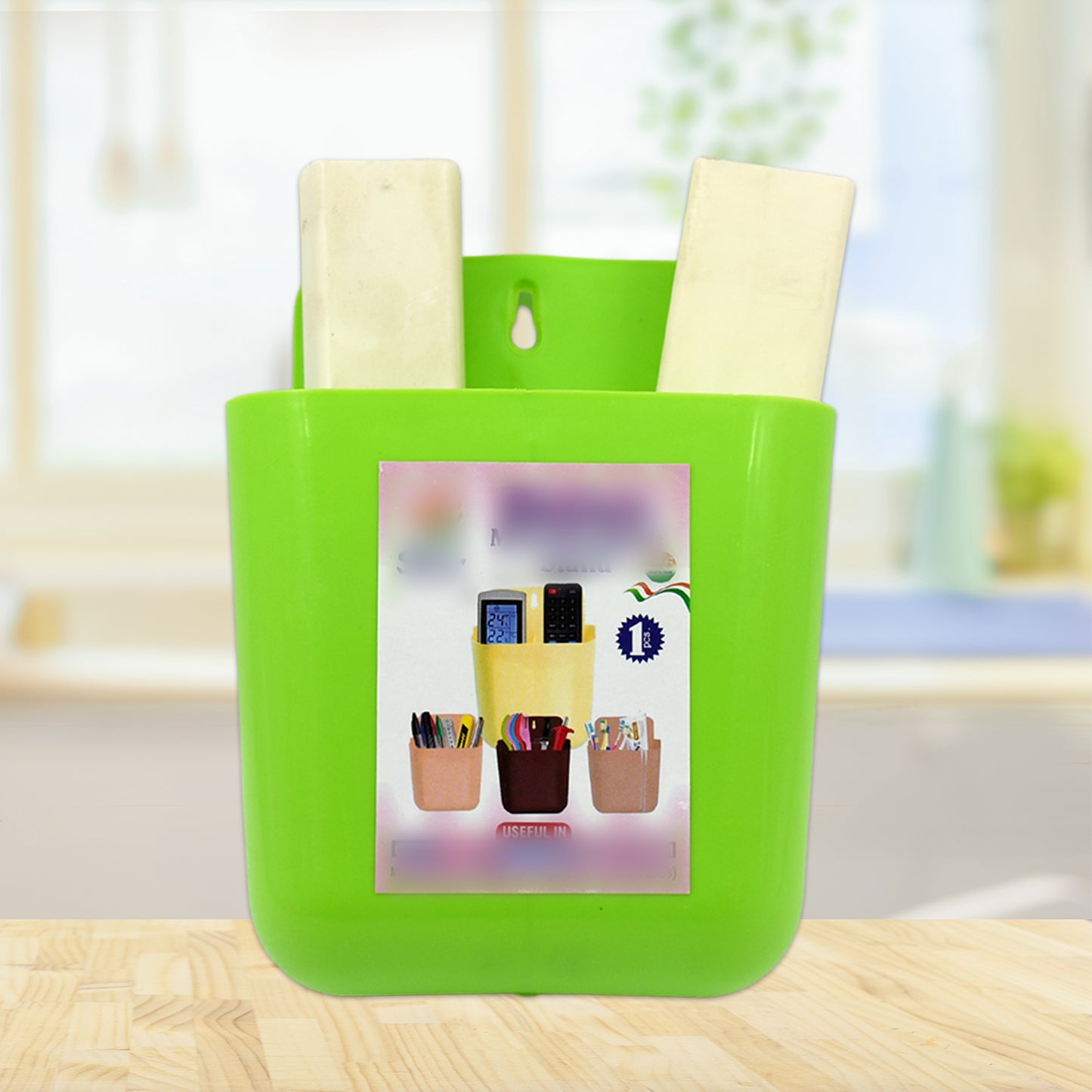 4473 Multipurpose Wall Holder Mobile Holder Stationary Storage Bathroom Accessories Remote Holder Makeup Brush Holder Useful In Office Kitchen Drawing Room 2 Section Stand (1 Pc )