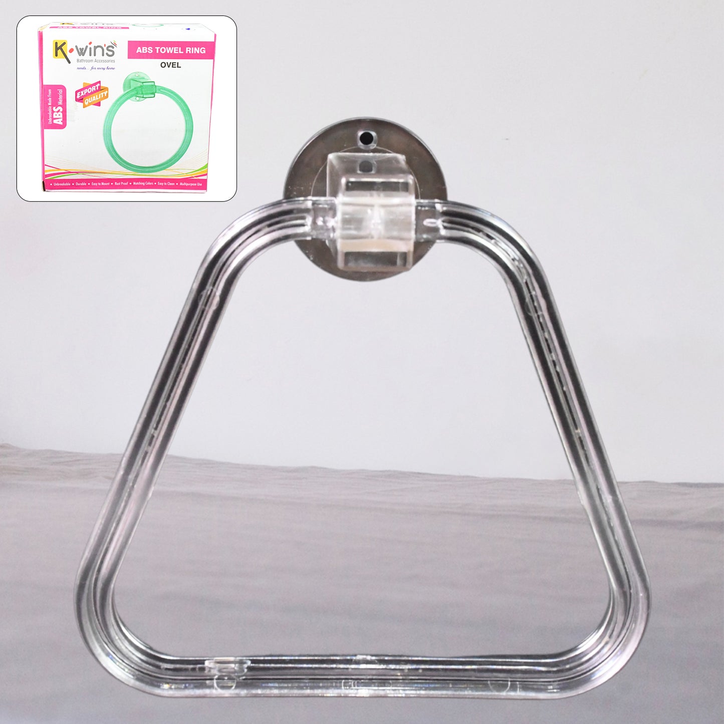 Unbreakable Abs Square Towel Ring Wall Mounted Stand Holder (1 Pc)