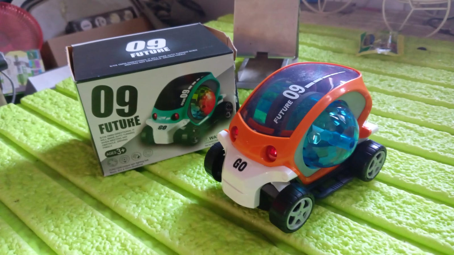 17922 Plastic 360 Degree Rotating Stunt Car Toy For Kids - Bump And Go Action With 4d Lights And Music Plastic Mini Car With Disco Ball (1 Pc Battery Not Included)