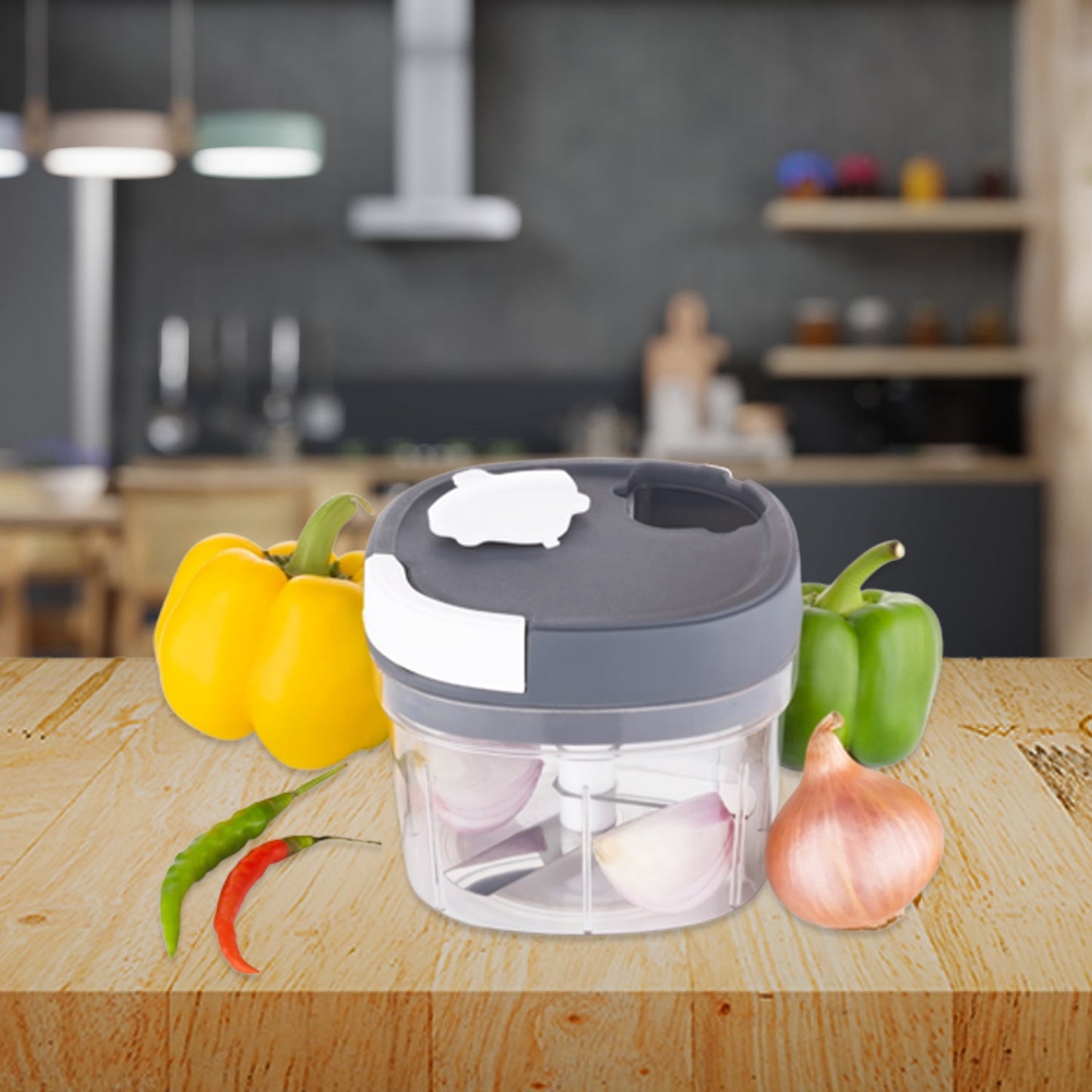 2672 2in1 Handy Chopper And Slicer For Home Kitchen (600ml Capacity)