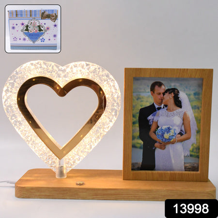 Heart Shape Cystal Led Lamp Photo Frame Night Lamp Wedding Gift Love Couple