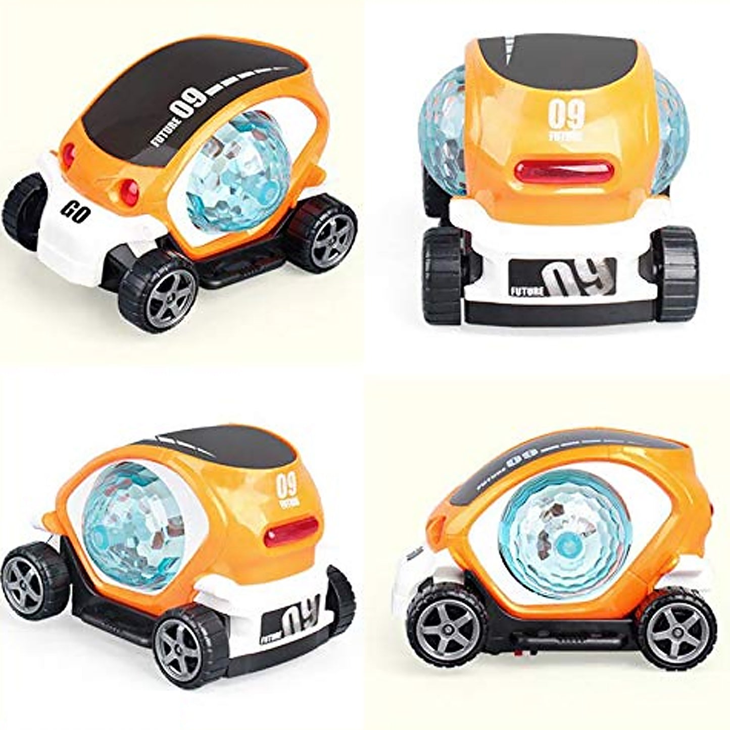 17922 Plastic 360 Degree Rotating Stunt Car Toy For Kids - Bump And Go Action With 4d Lights And Music Plastic Mini Car With Disco Ball (1 Pc Battery Not Included)