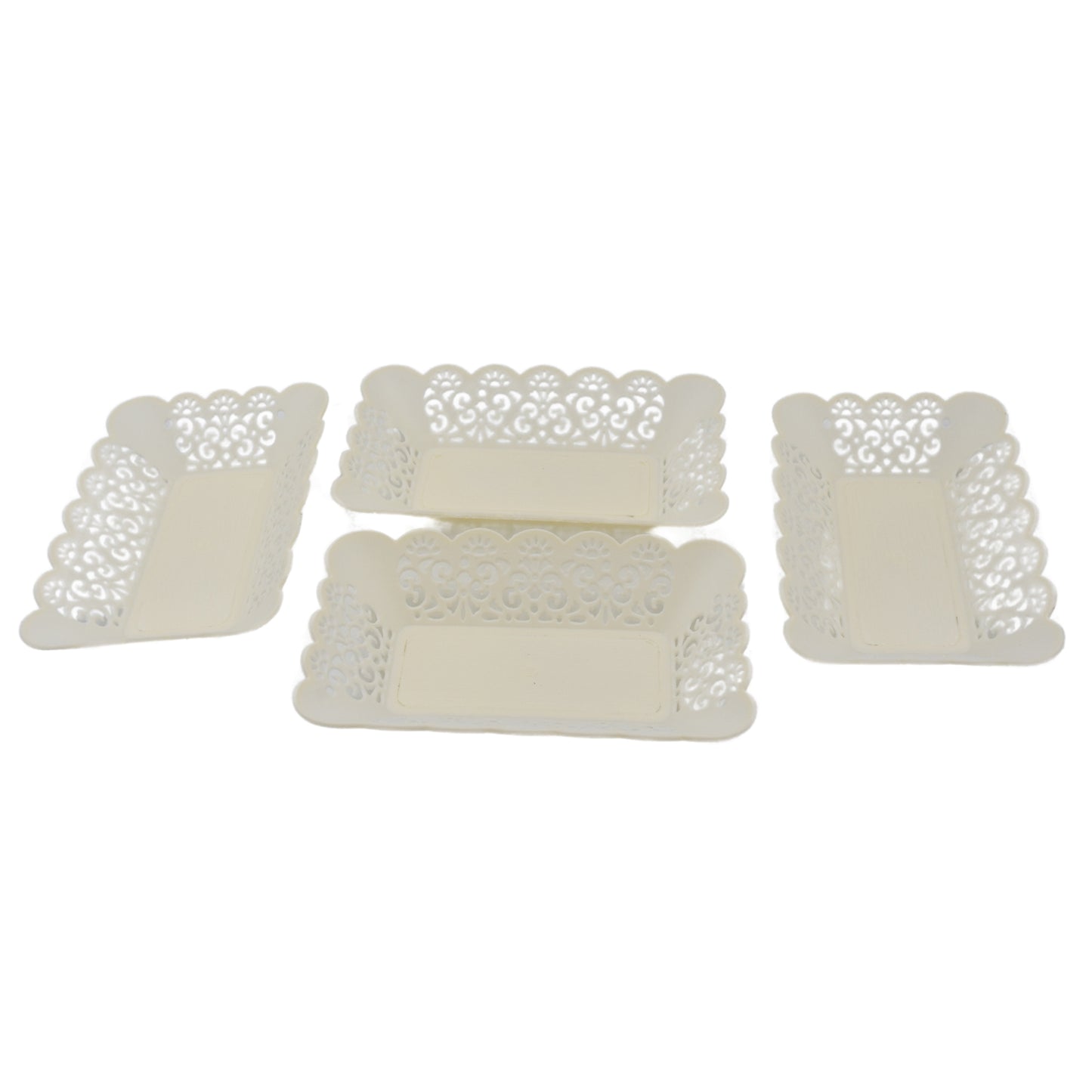 10033 Rectangle Plastic Dinner Plate Snacks Breakfast Restaurant Serving Trays Home School Coffee Hotel Kitchen Office (8 Pcs Set)