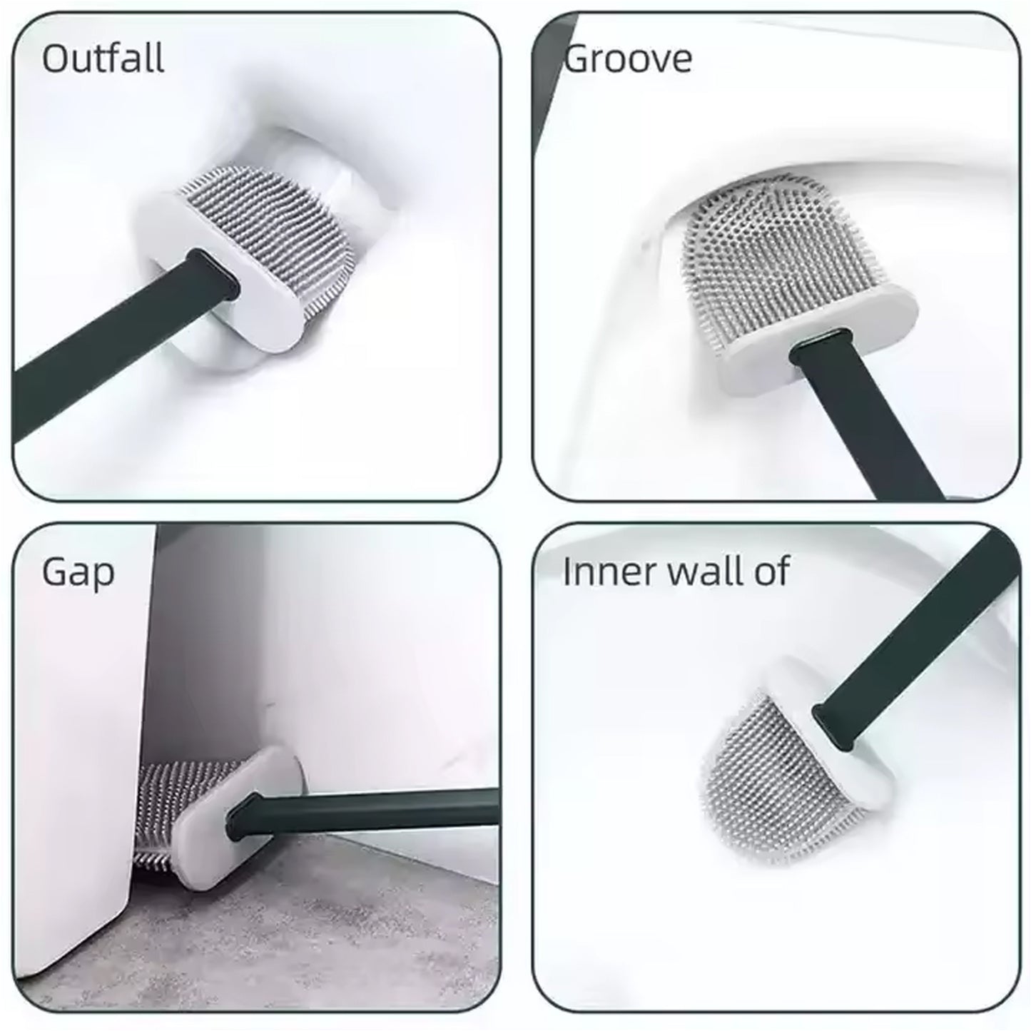 13050 Portable Silicone Toilet Brush With Holder Flex Toilet Brush - Wall Mounted Anti-drip Set Toilet Cleaner Brush Non-slip Long Handle Toilet Brush Pack Of 1