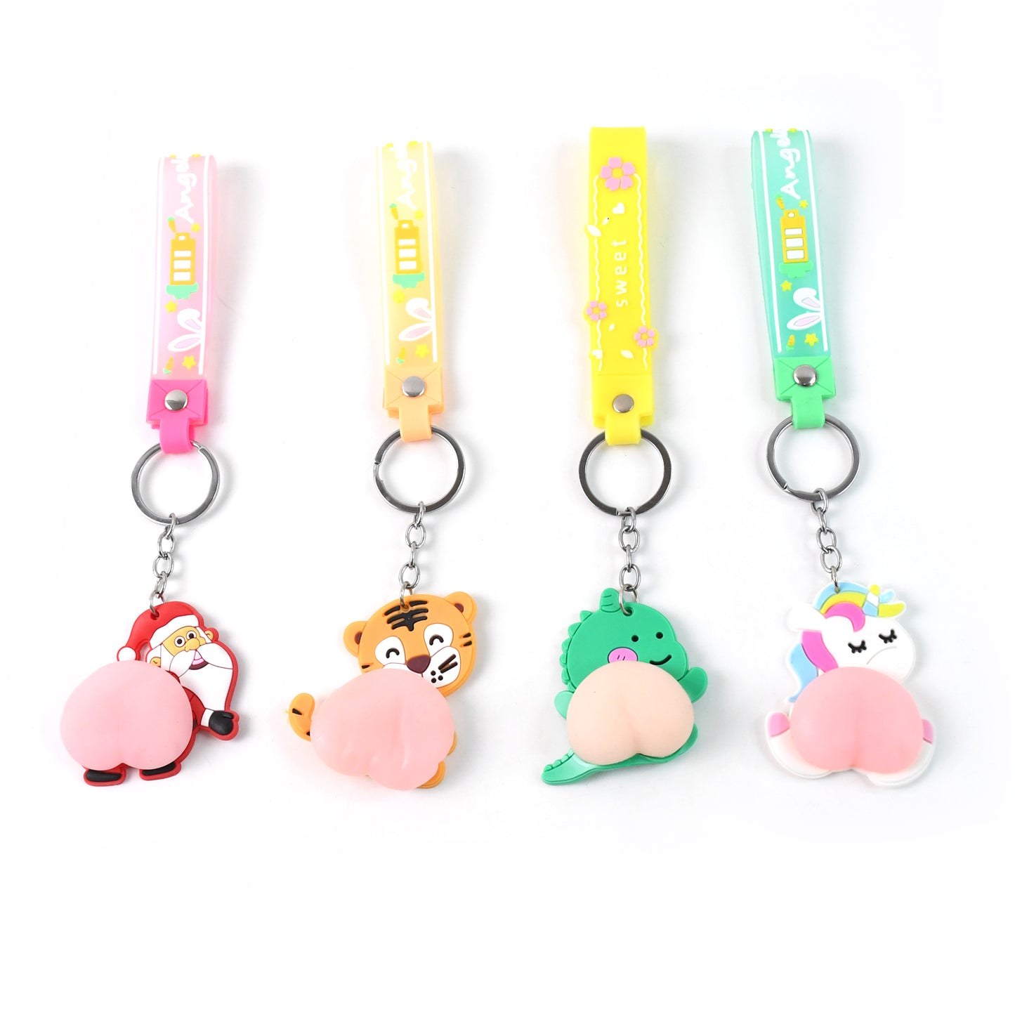 Silicone Keychain With Wrist Strap Squeeze Toy (1 Pc Mix Design)