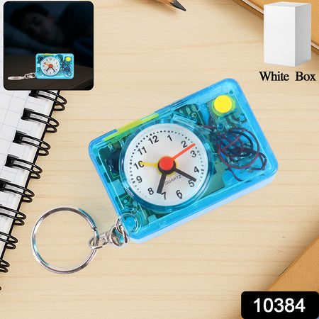 Mini Alarm Clock Keychain 1pc Portable Quartz Analog Clock Key Ring