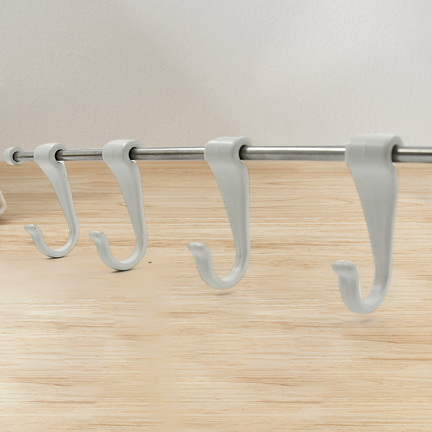 17968 Stainless Steel Utensil Hanger Rail Nail Free Wall Mount With 2 Magic Stickers 6 Plastic Hooks For Kitchen