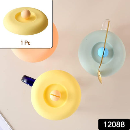 Cup Mug Lid Dust Proof Silicone Rubber Airtight Seal (Cup Spoon Not Included Only Lid 1 Pc)