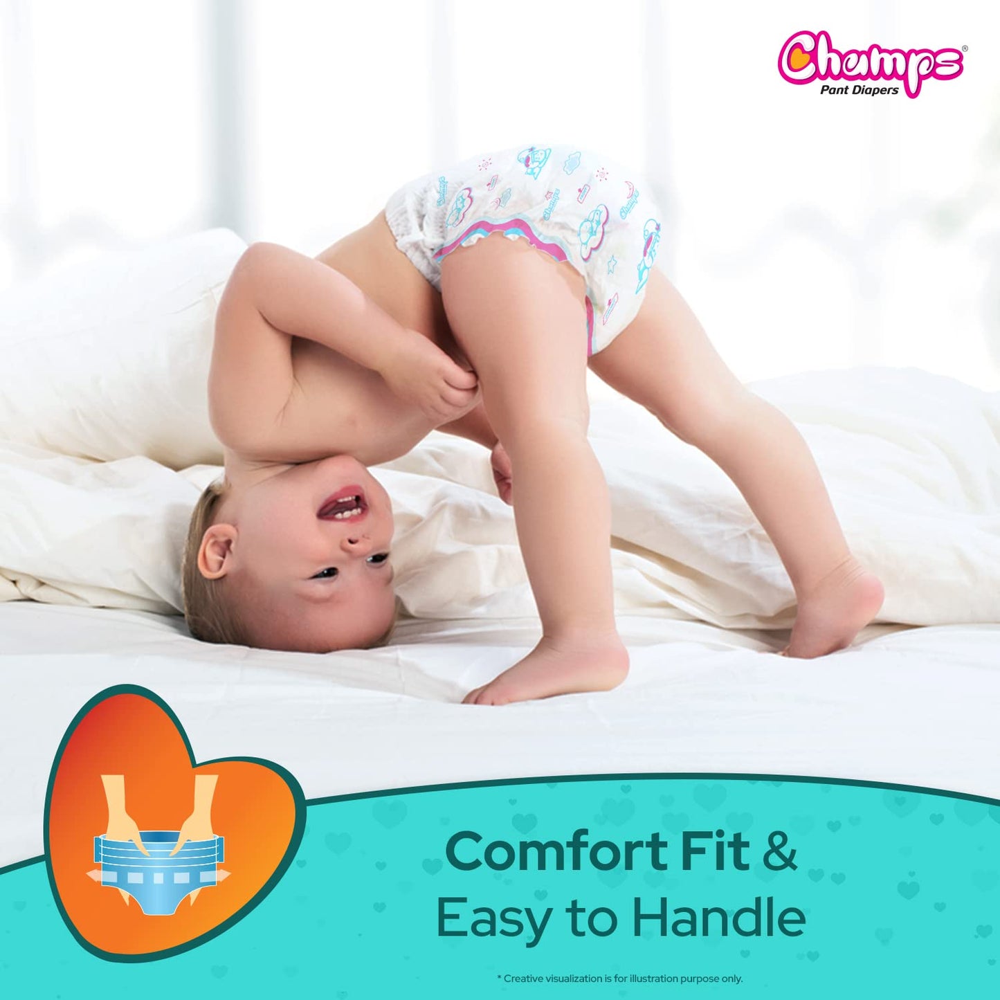 0958 Champs Soft And Dry Baby Diaper Pants 62 Pcs (Large Size)