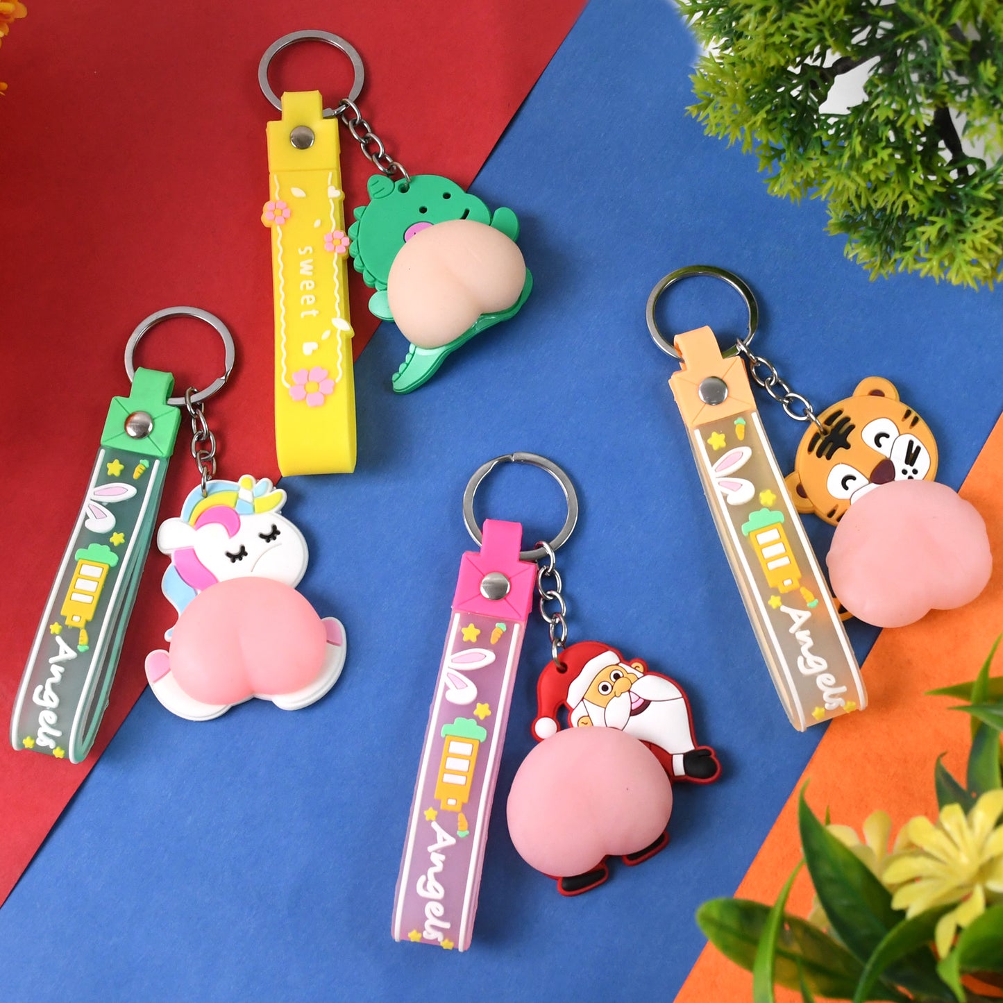 Silicone Keychain With Wrist Strap Squeeze Toy (1 Pc Mix Design)