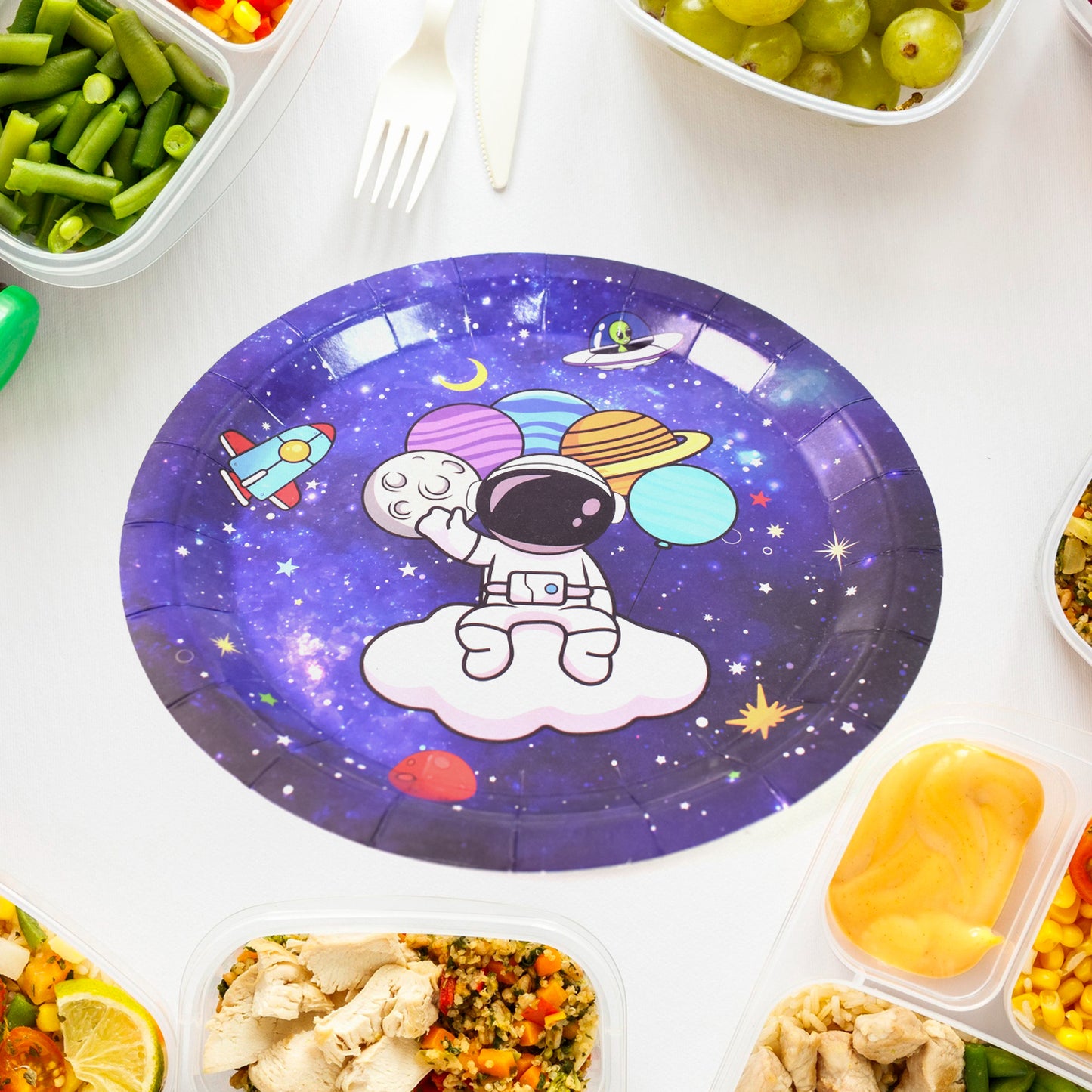 Round Plates Disposable Paper Plates Happy Birthday Gift (10 Pcs Set Mix Design)