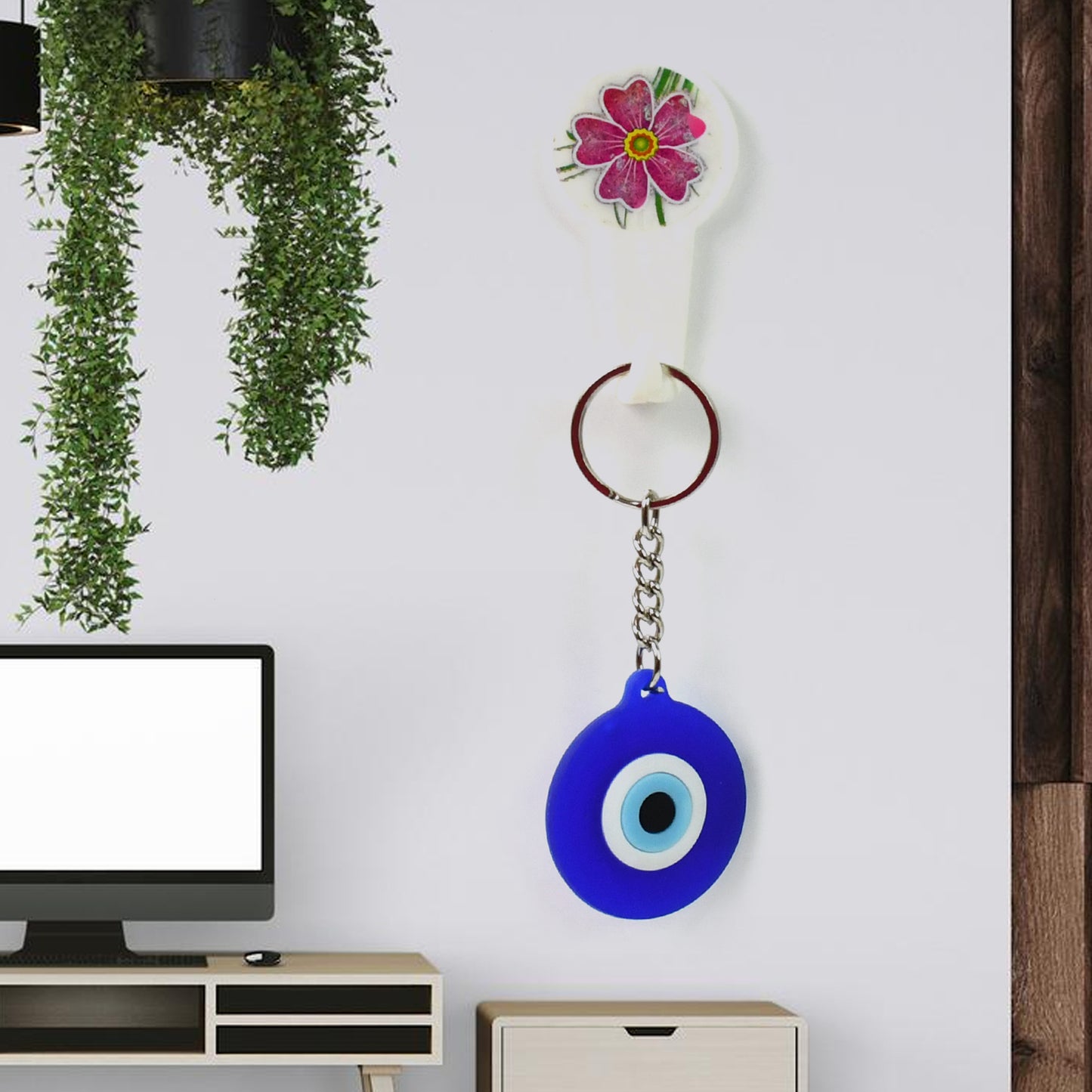 Evil Eye Rubber Silicone Keychain (1 Pc Blue Color)