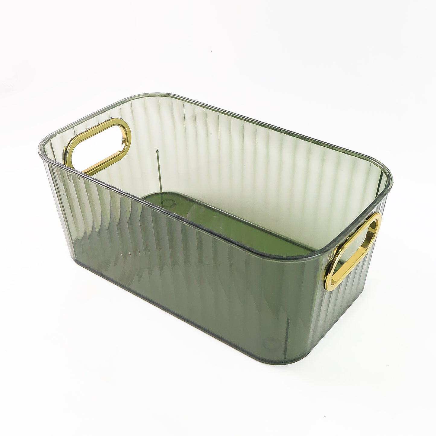 Premium Ribbed Transparent Storage Basket With Gold Handle Multipurpose Kitchen Amp Home Organizer Box