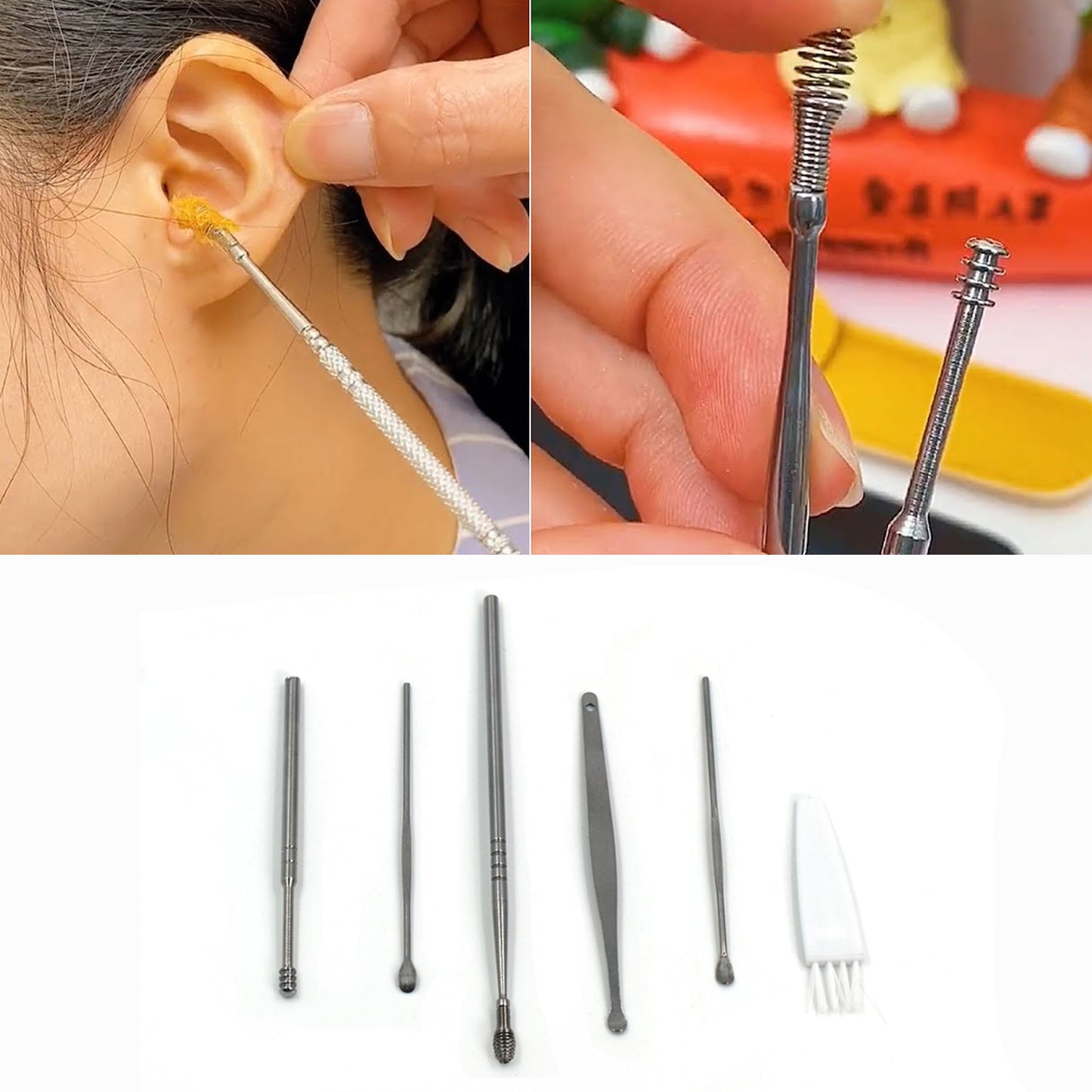 6314 6pcs Earwax Removal Kit Ear Cleansing Tool Set Ear Curette Ear Wax Remover Tool