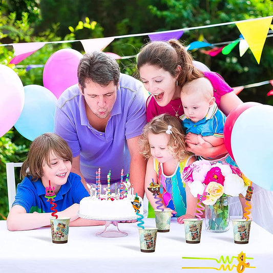 5925 Reusable Straws Are Perfect For Kids Summer Parties. Plastic Straws Reusable Drinking Straws With Cartoon Decoration For Kids Birthday Party Favorsnbspor Other Summer Celebration (4 Pc Set)