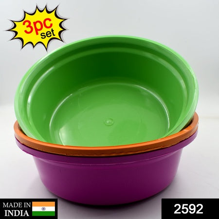 2592 Household Storage Plastic Round Bowl Tub Basket Bucket Set - Pack Of 3