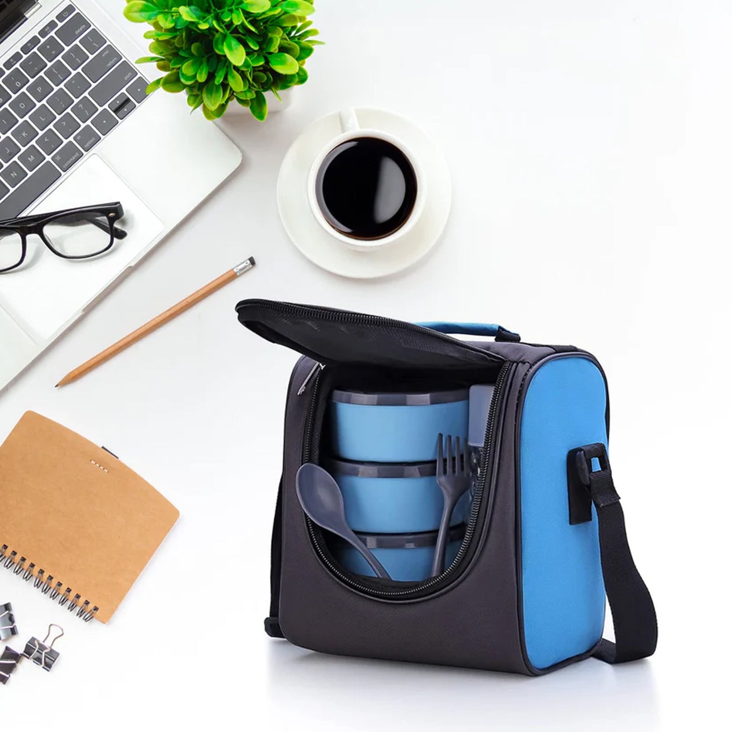 5106 All In One Lunch Box With Fabric Bag For Office School Use