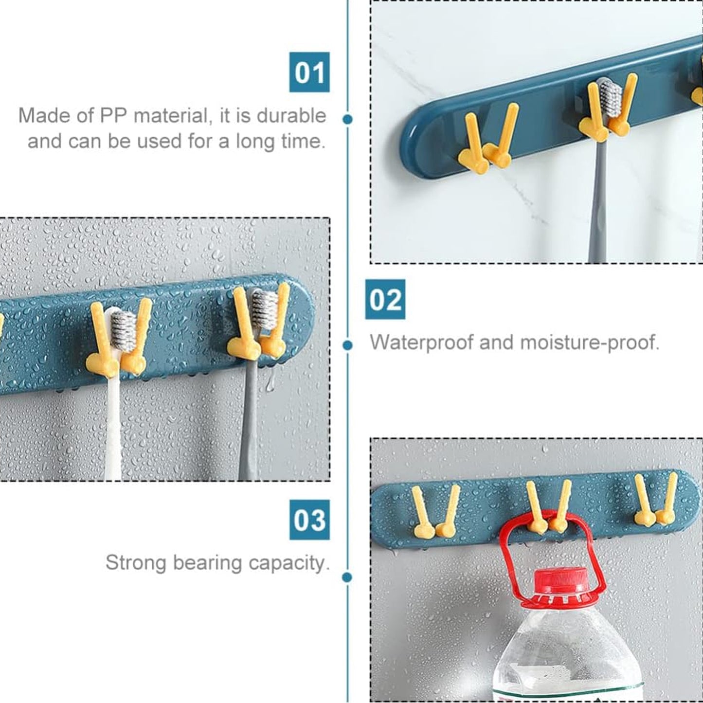 4702 Toothbrush Holder Plastic Bathroom Accessories Organizer Wall Mounted Hanging Mount Shelf Hooks (1pc)