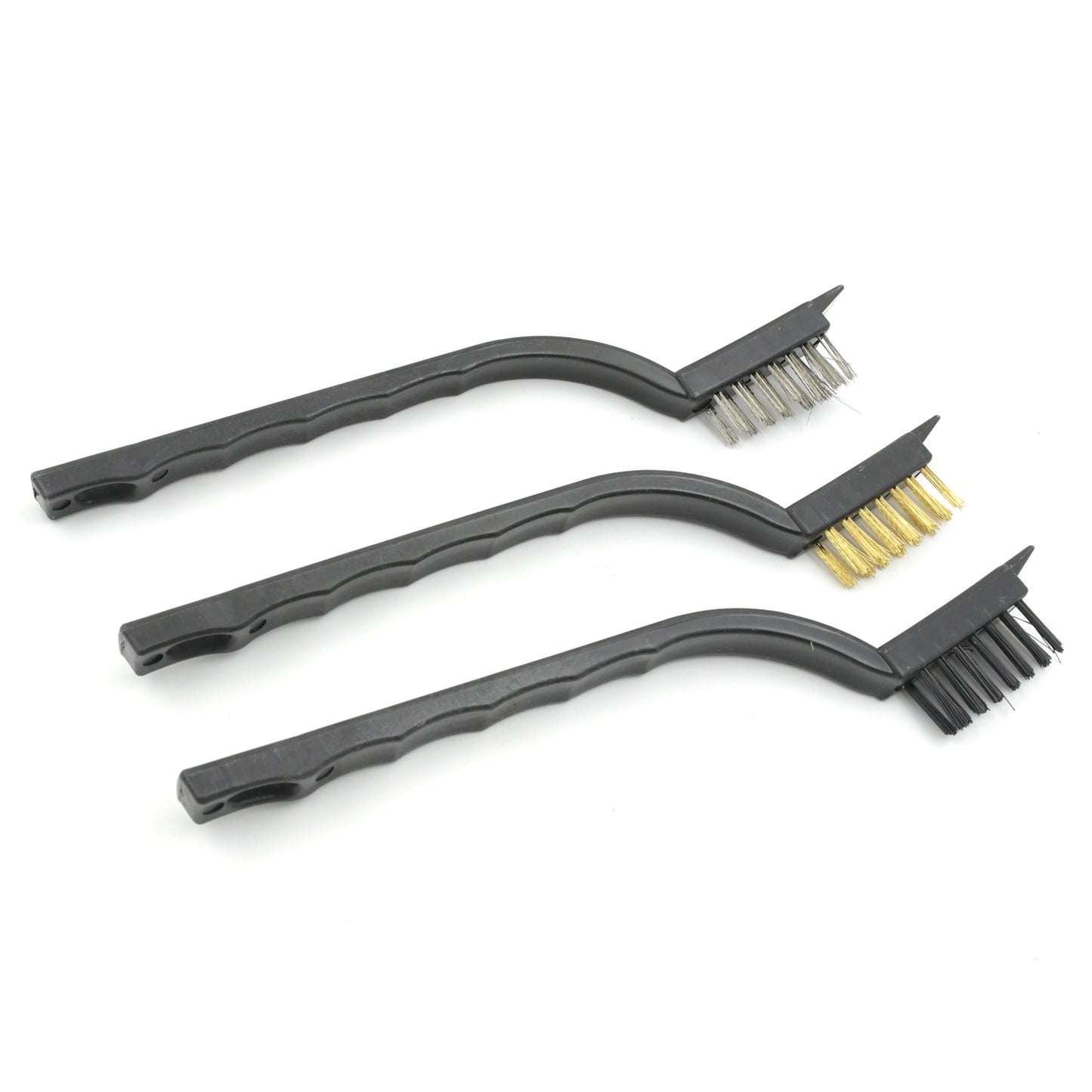 6813 Mini Wire Brush Set Brass Nylon Stainless Steel Bristles Household Cleaning Brush For Gas Stove Smoke Machine Tool Burner Tiles Tap Rust Removal Welding Slag Dirt Paint Scrubbing (3 Pcs Set)