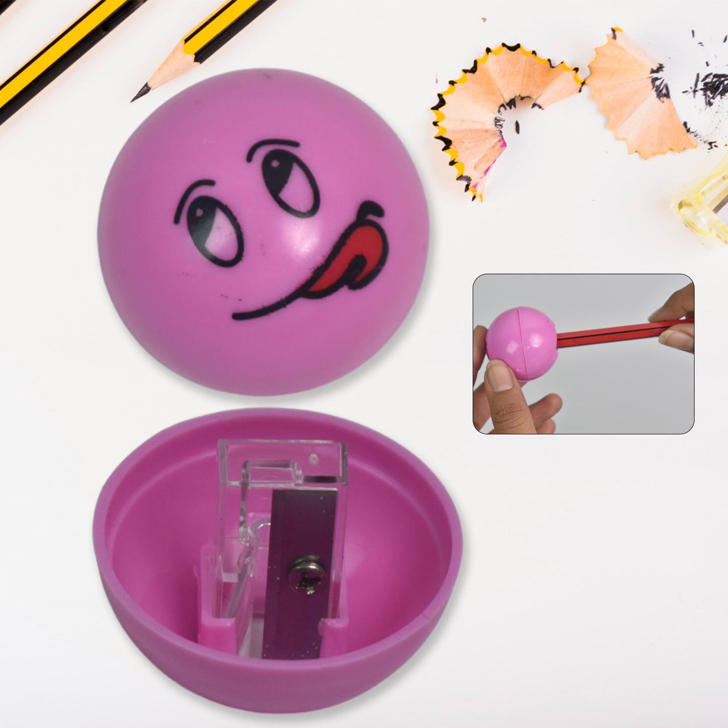 Round Shape Mix Design Pencil Sharpener (1 Pc Round Shape Mix Design)