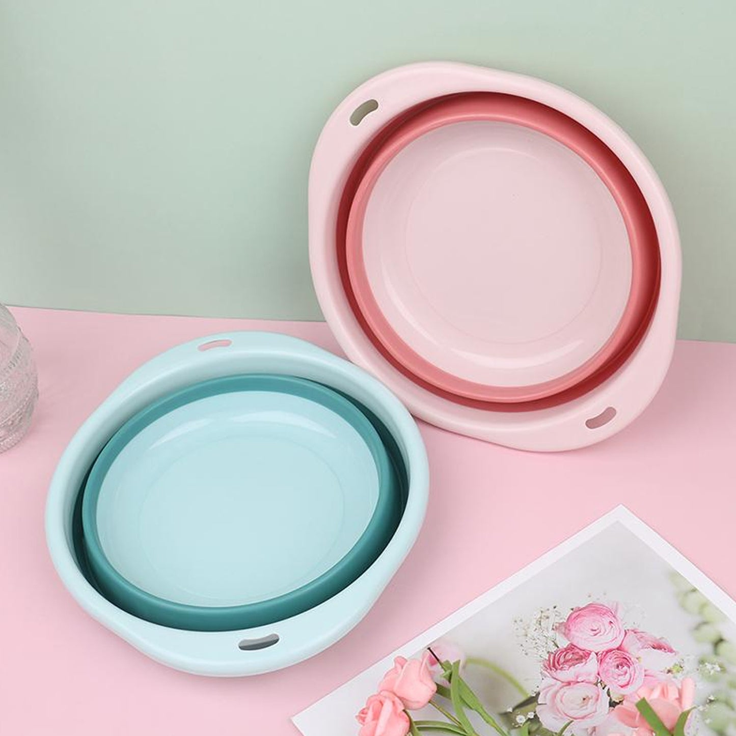2940 Multi-purpose Portable Collapsible Folding Tub With Hanging Hole Save Storage Space Also Use For Multi Use